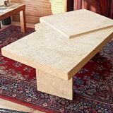 Brutalist coffee table 70s natural stone of Les Eyzies