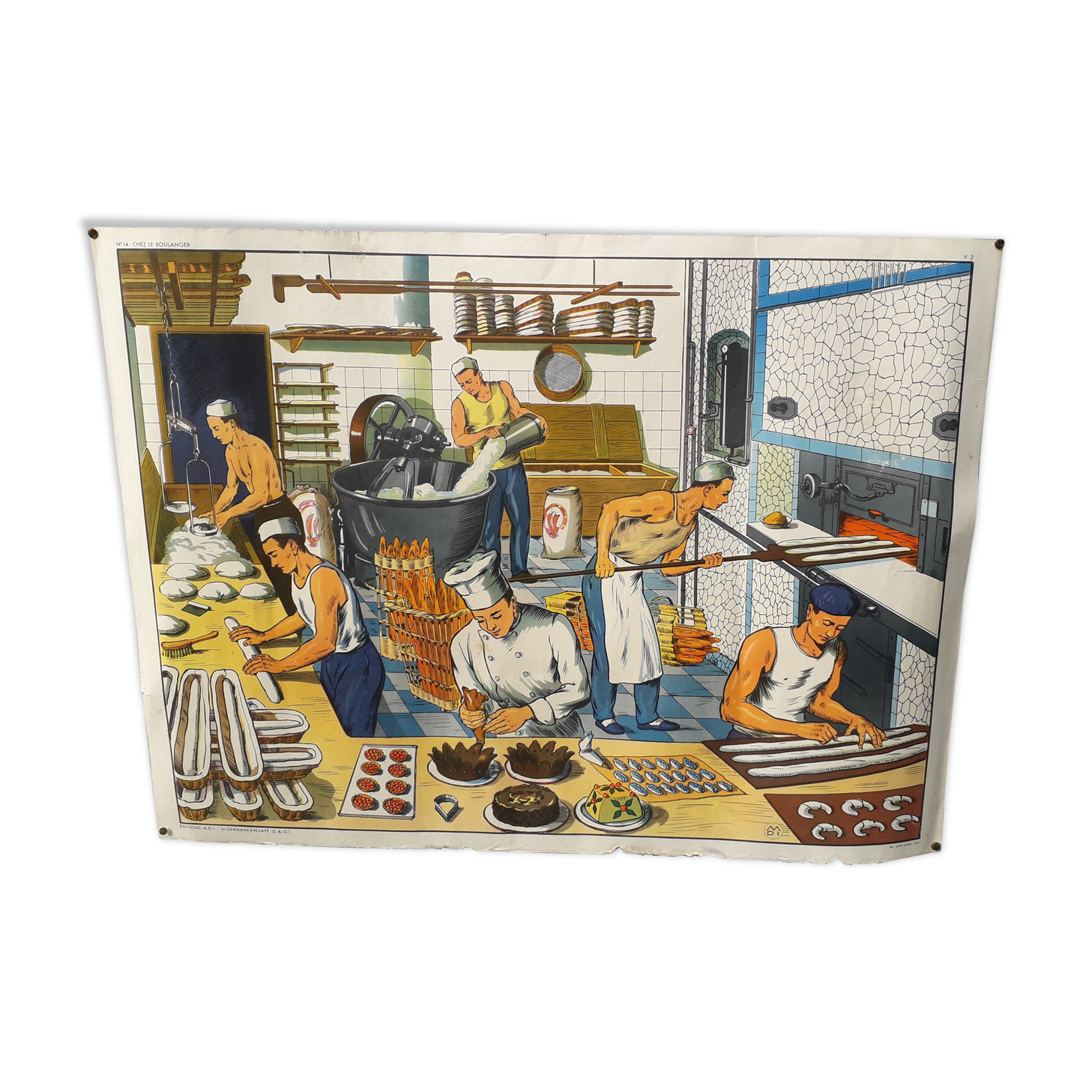 School poster "mid" at the baker's and at the hairdresser