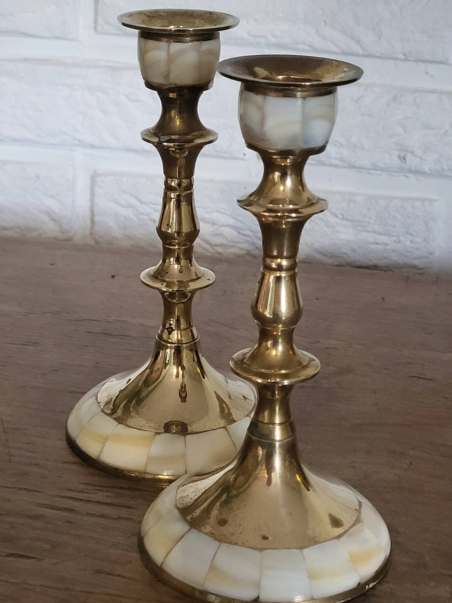 Mother-of-pearl candle holders