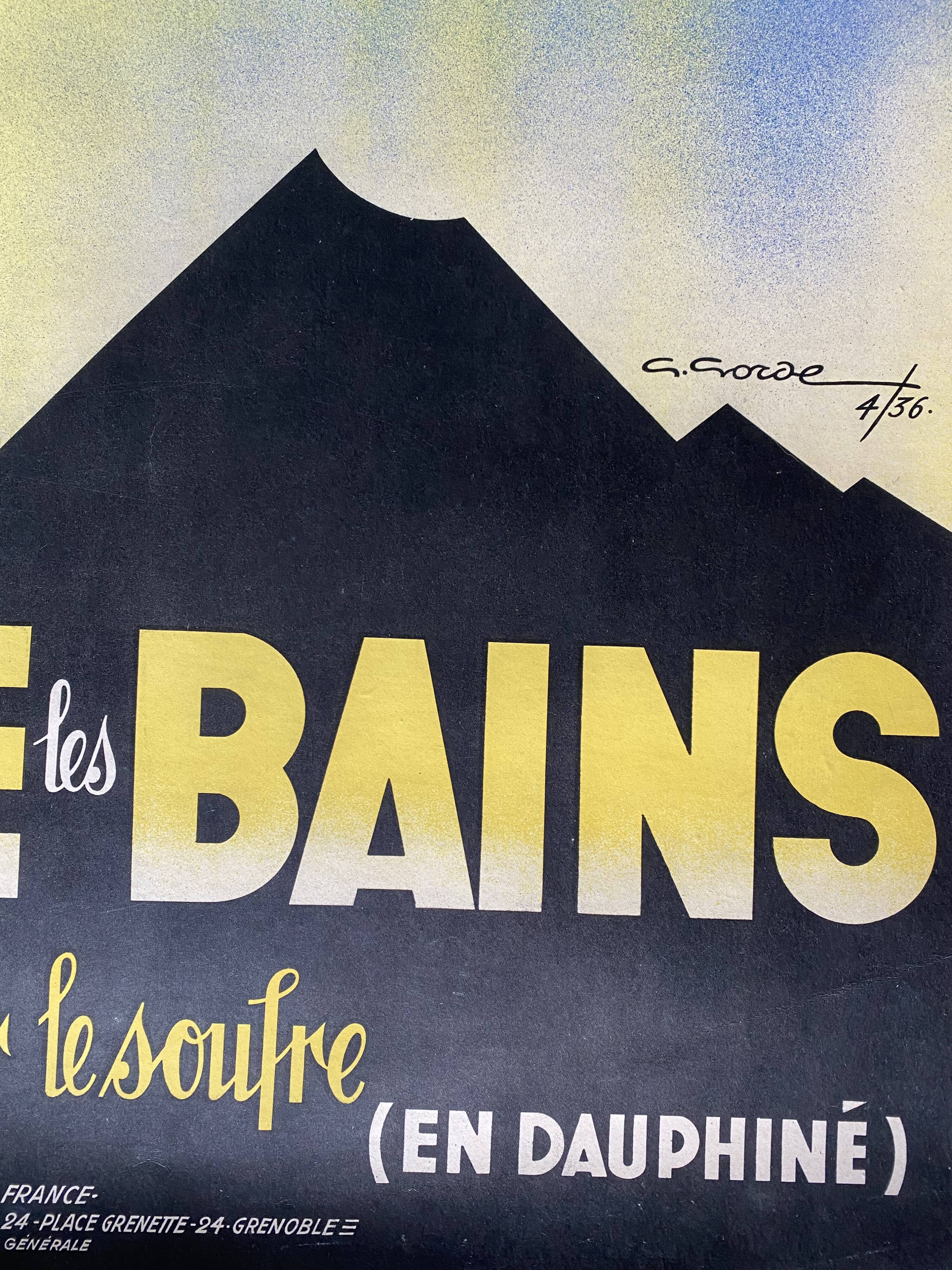 Original tourism poster "Uriage-les-Bains" health by sulfur 62x100cm 1936