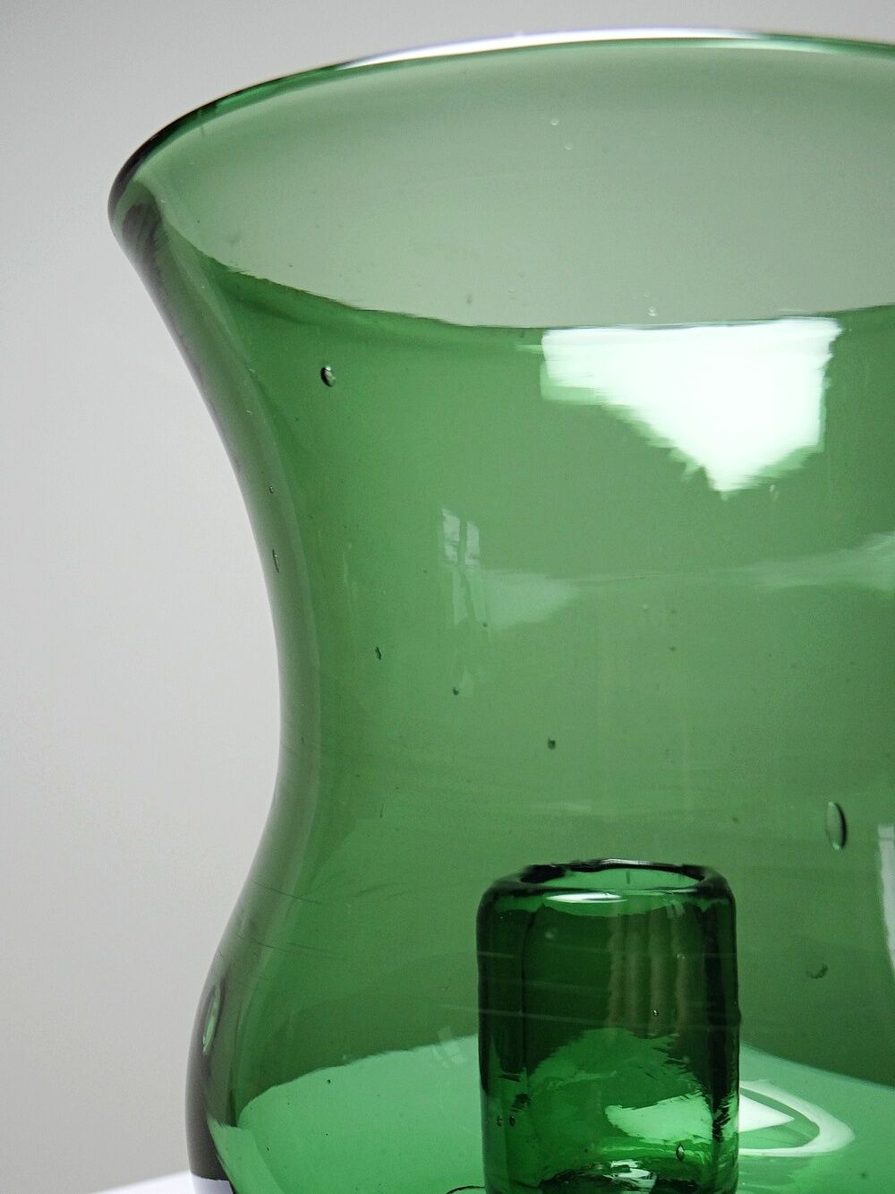 Large vintage green blown glass lantern, 1960s-70s.