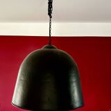 Matte black metal chandelier - gold interior