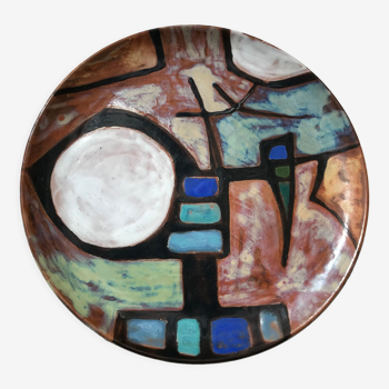 Dish plate glazed ceramic vallauris