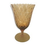 Vase cornet col mouvemente verre cathedrale prune "0158"