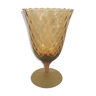Vase cornet col mouvemente verre cathedrale prune "0158"