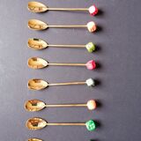 8 gold-plated mocha spoons