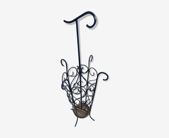 Blue wrought iron umbrella holder, 1970