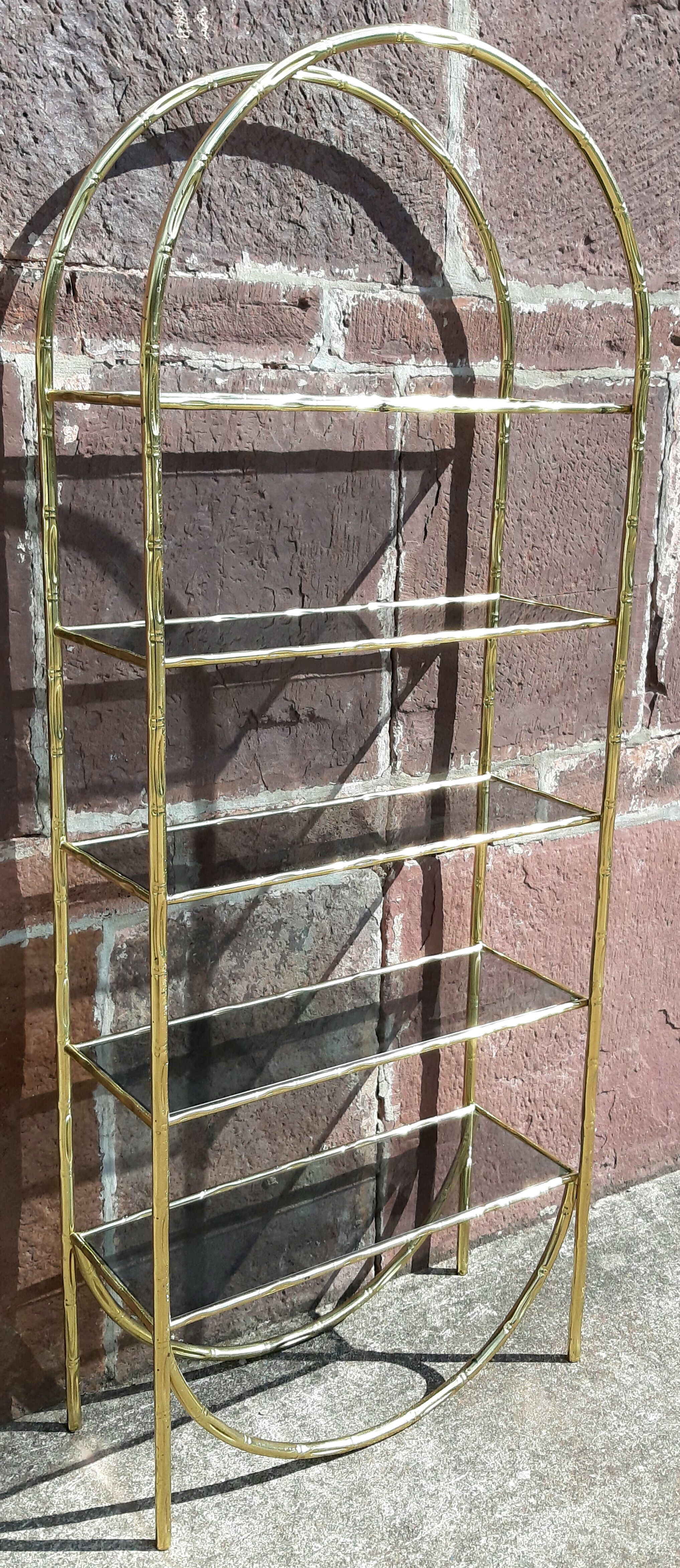 Shelf faux bamboo gold metal