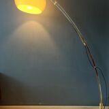 Italian mid-century Goffredo Reggiani arc floor lamp with white plexiglass shade