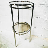Chrome and smoked glass side table