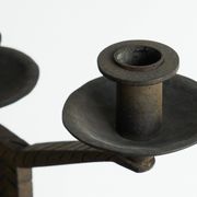 Art Deco pair of candle holders in wrought iron and stone