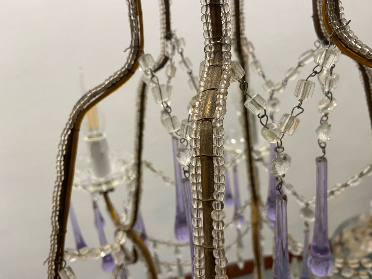 Crystal beaded murano glass chandelier 1960’s