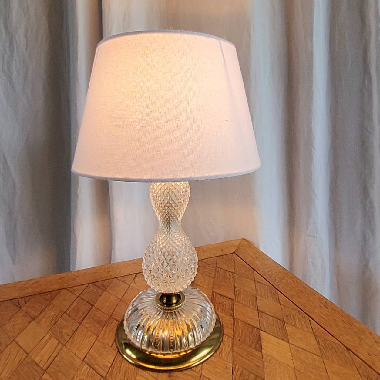 Crystal and brass lamp