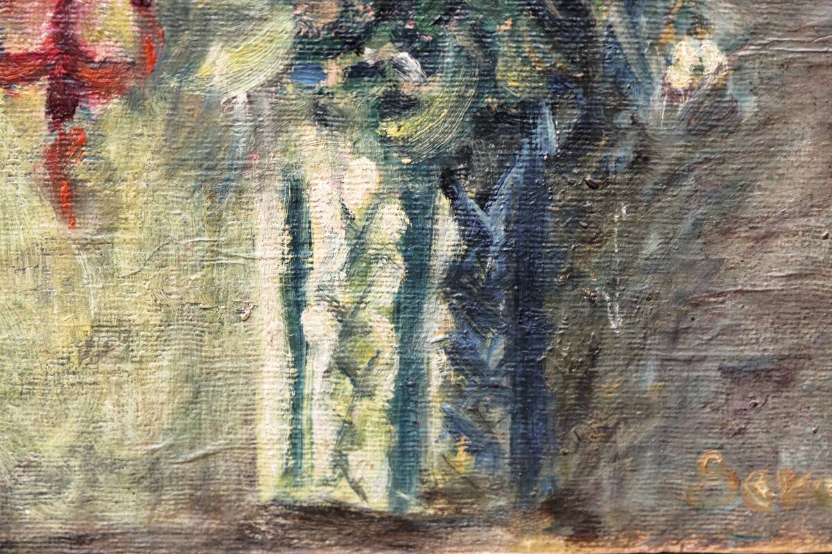 Oil on panel, still life, bouquet of flowers