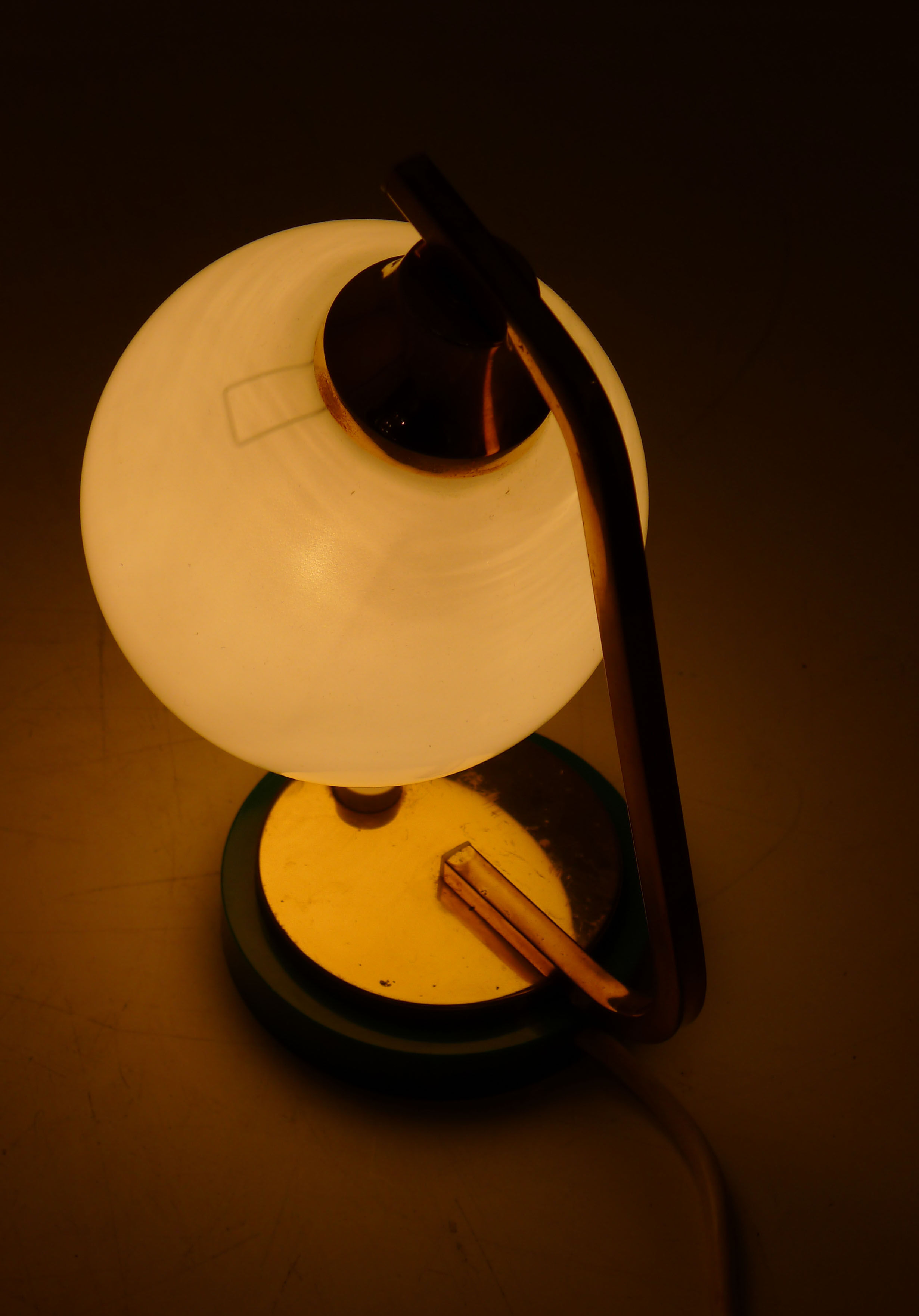 Golden lamp & opal globe