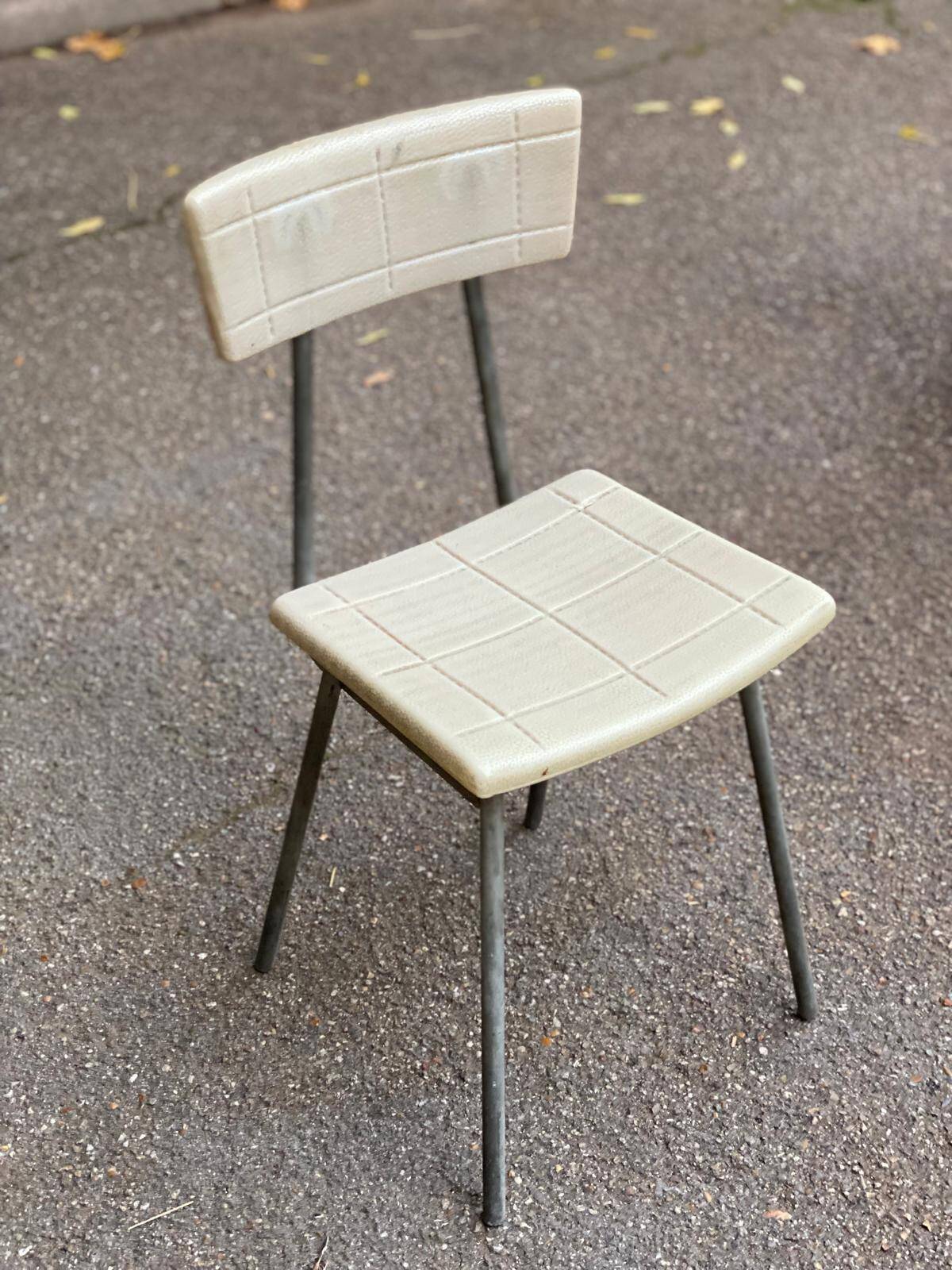 Children's chair, grey metal and beige plastic, 1970s