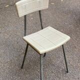 Children's chair, grey metal and beige plastic, 1970s