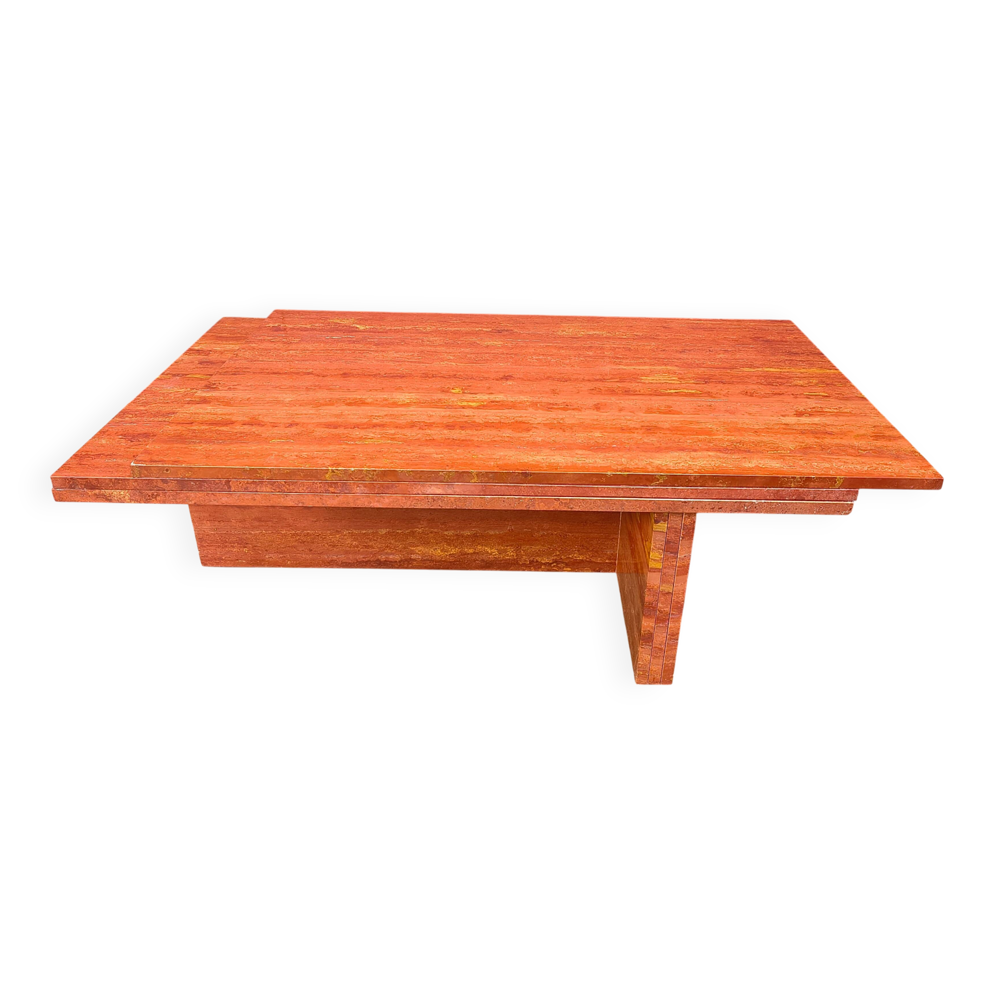 Vintage red travertine coffee table, 1970s