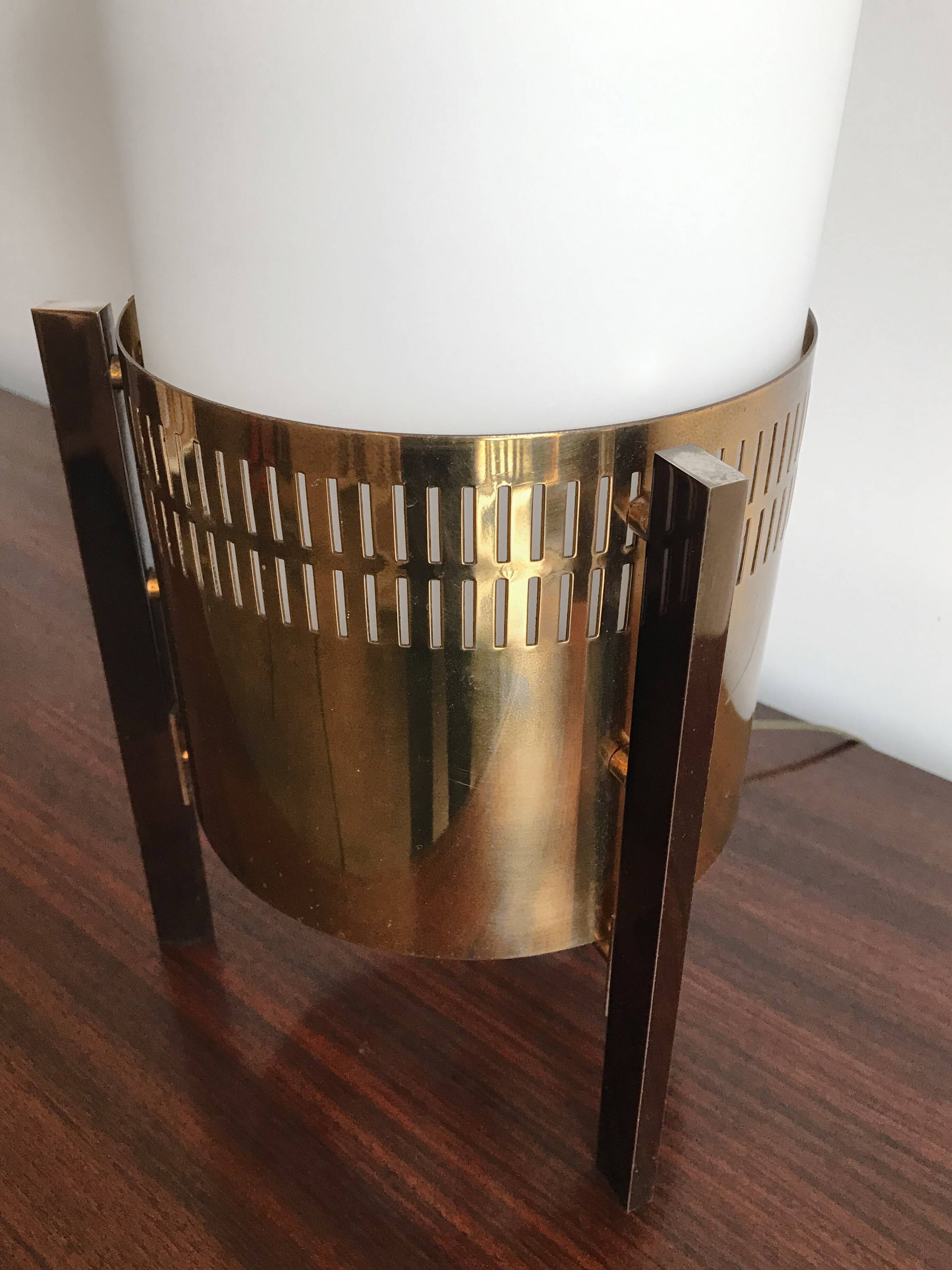 Stilnovo Italian brass glass table lamp 1950s