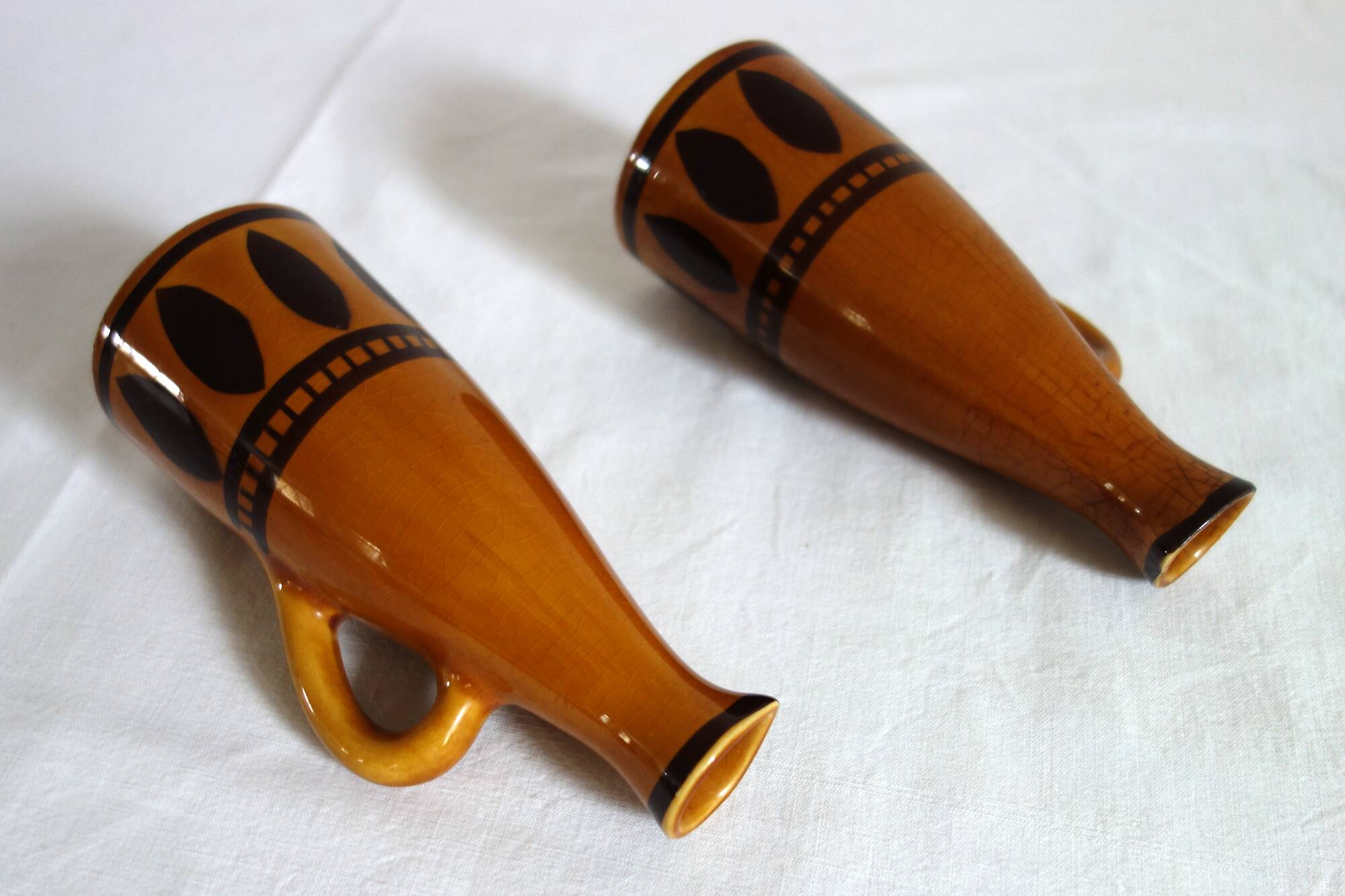 2 Longchamp glazed ceramic pitchers from the 70s