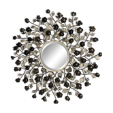 Asian flower mirror in silver metal – 88 cm – excellent condition