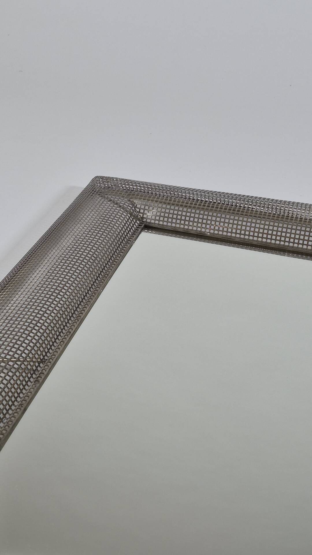 Vintage postmodern metall grid wall mirror