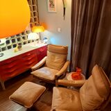 Pairs of armchairs and ottoman by Soda Galvano for Lied Mobler, Norway 1970