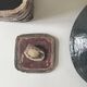 Vintage ceramic closed pocket emptier signed KS