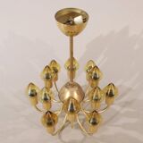 Hans-Agne Jakobsson 12-Armed Brass and Glass Model T 789/12 Chandelier, 1960s