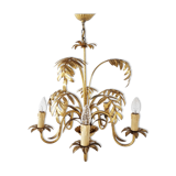 Vintage gilt metal palm chandelier, 1960s