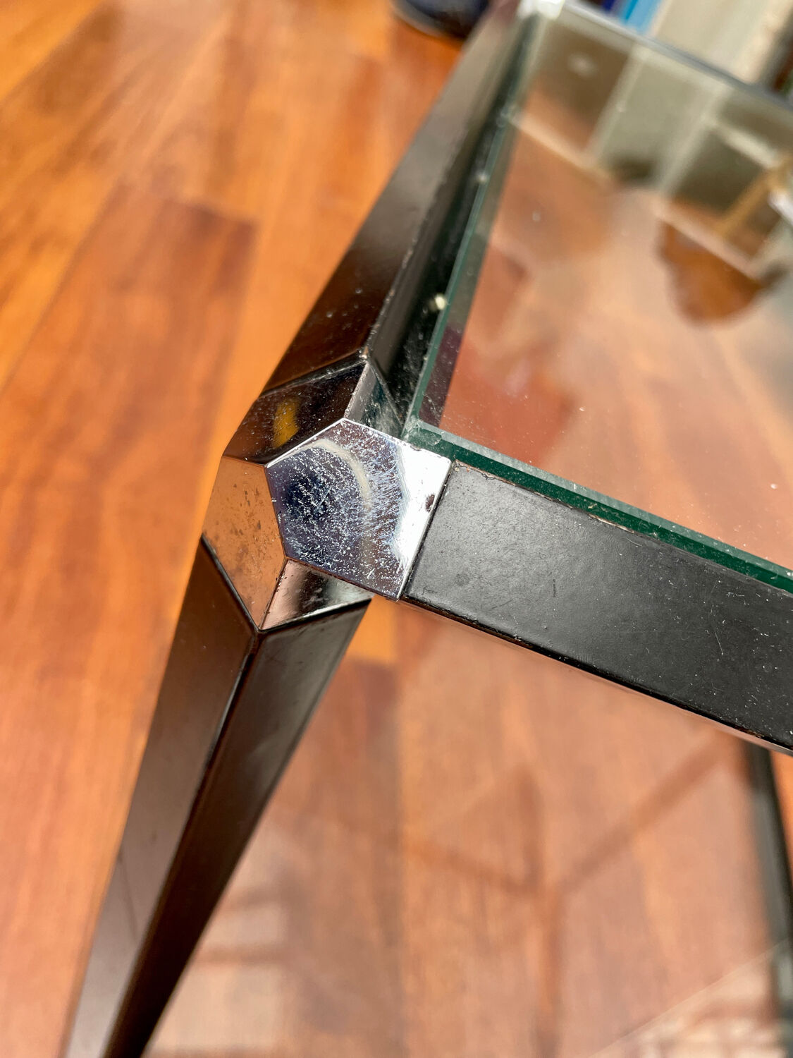 Glass and metal side tables