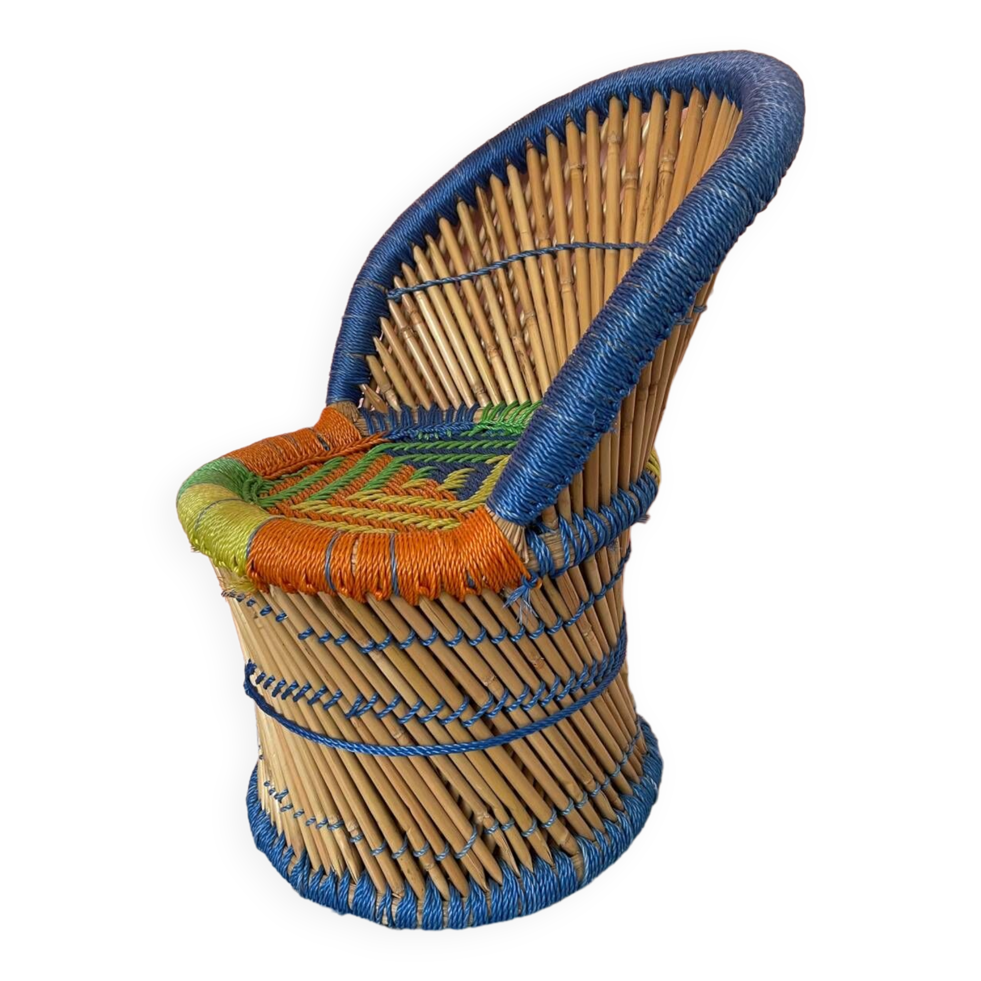 Rattan and rope children's armchair