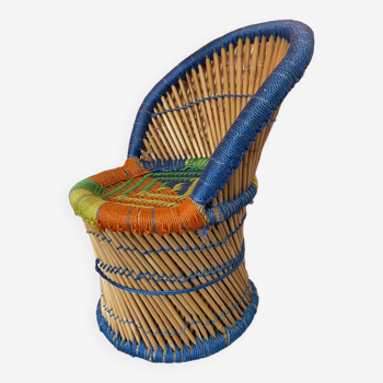 Fauteuil enfant rotin et cordage