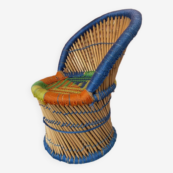 Rattan and rope children's armchair