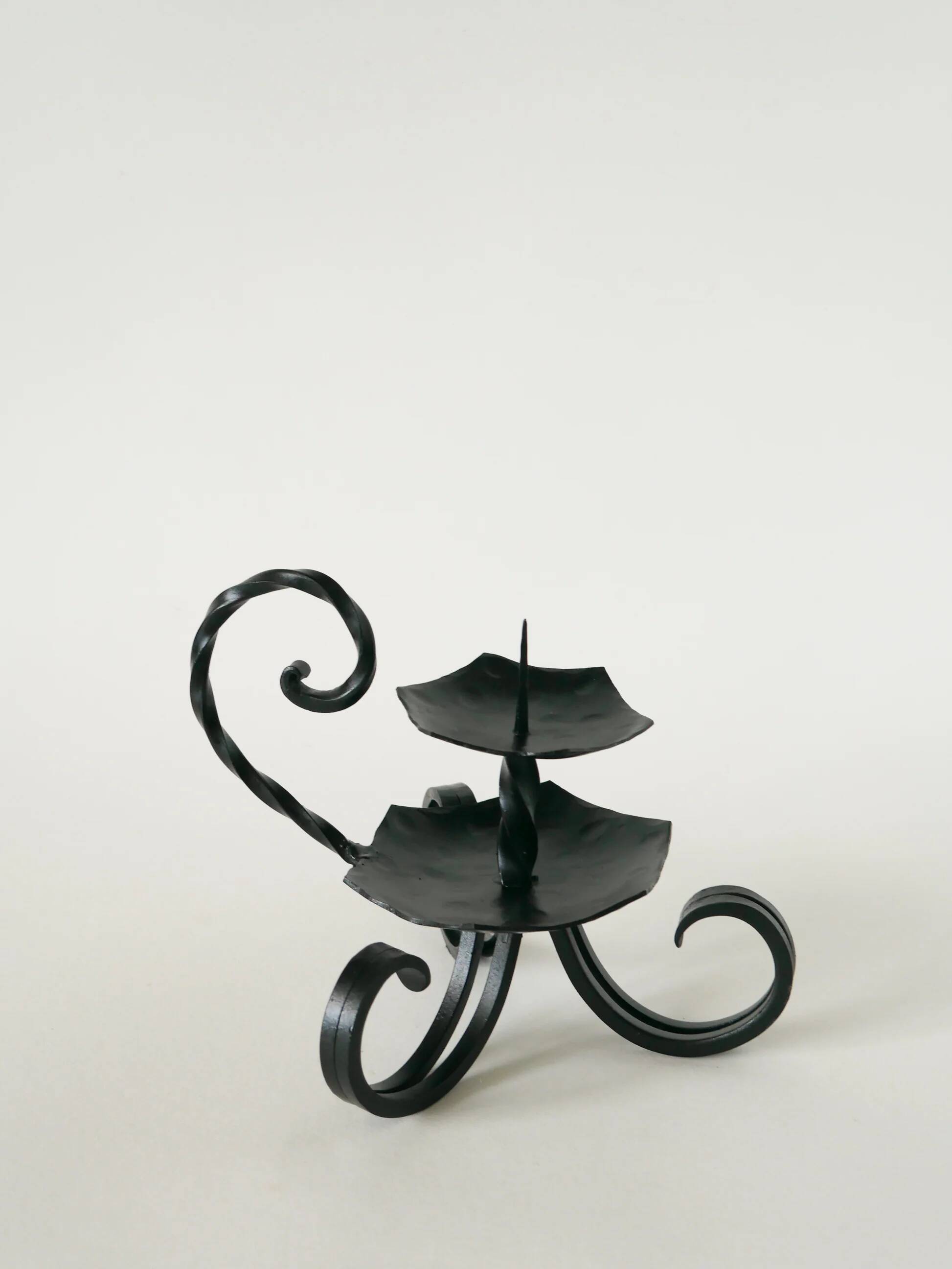 Grand bougeoir en fer forgé, brutaliste, 1940 - 16 x 18 cm
