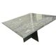 Vintage square dining table in green marble / wabi-sabi table