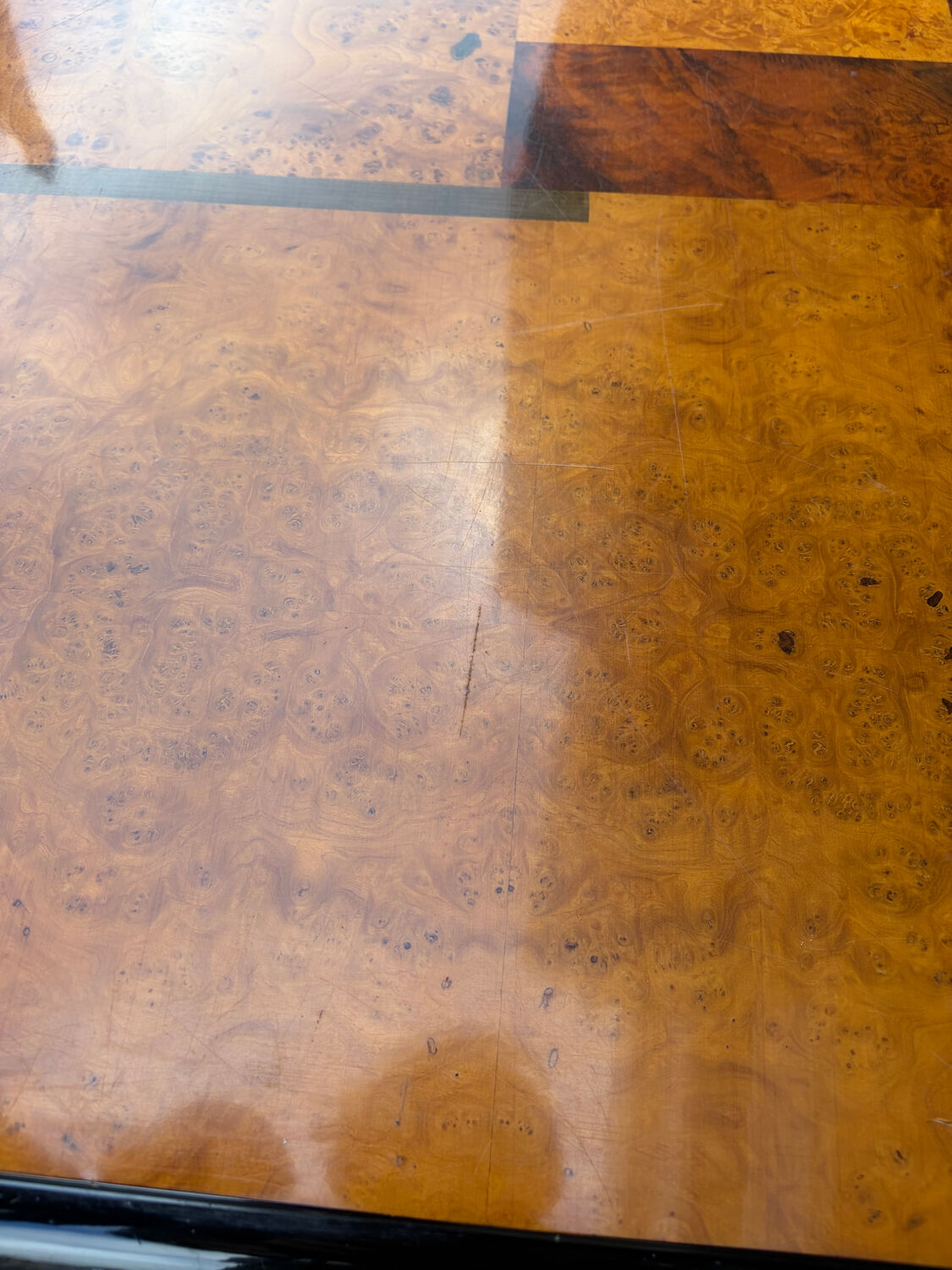 70s elm burl coffee table