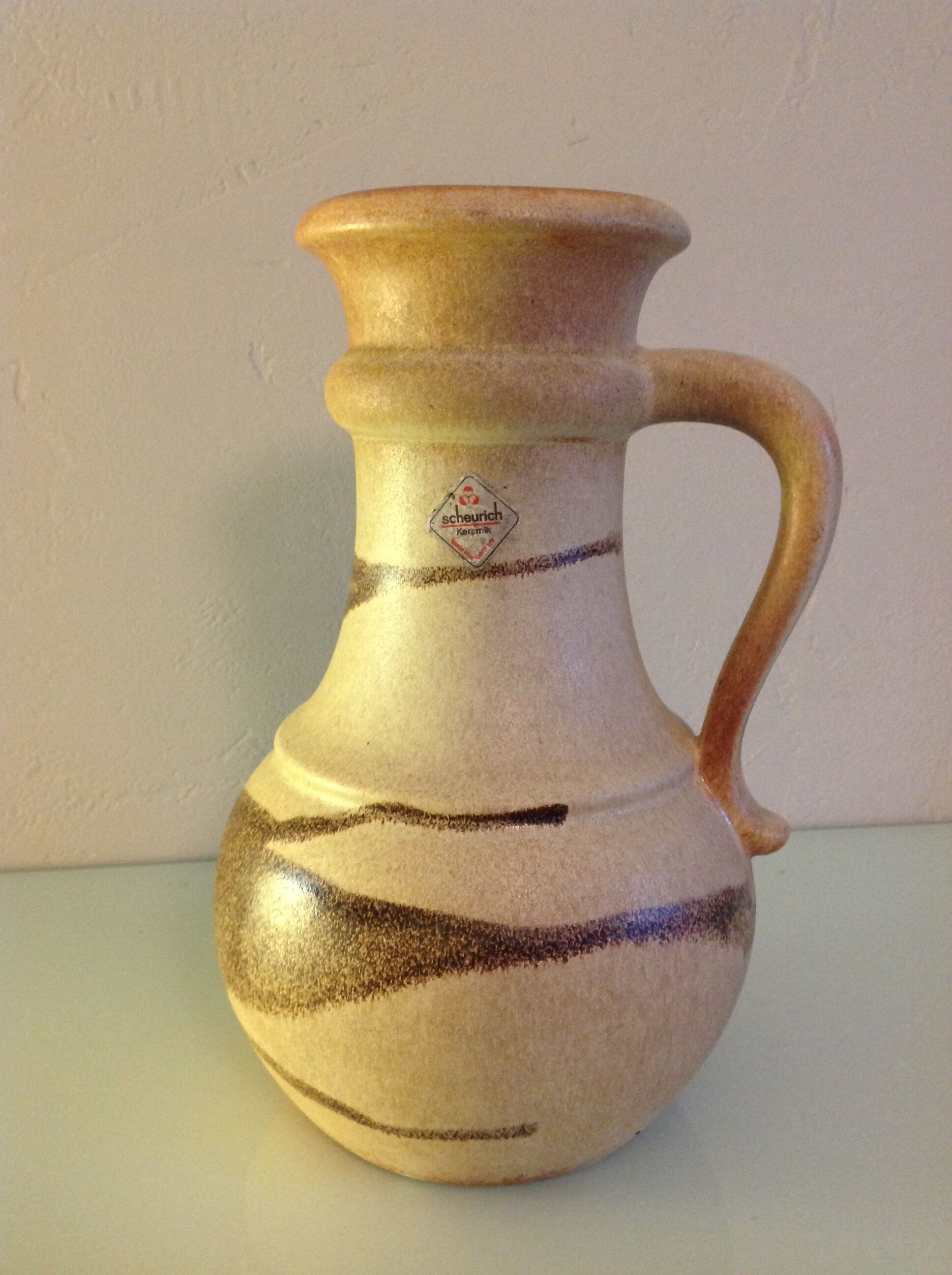 Vase ball scheurich vintage beige ceramic