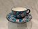 32cl teacup and saucer, Longwy enamel, apple blossom design, 188