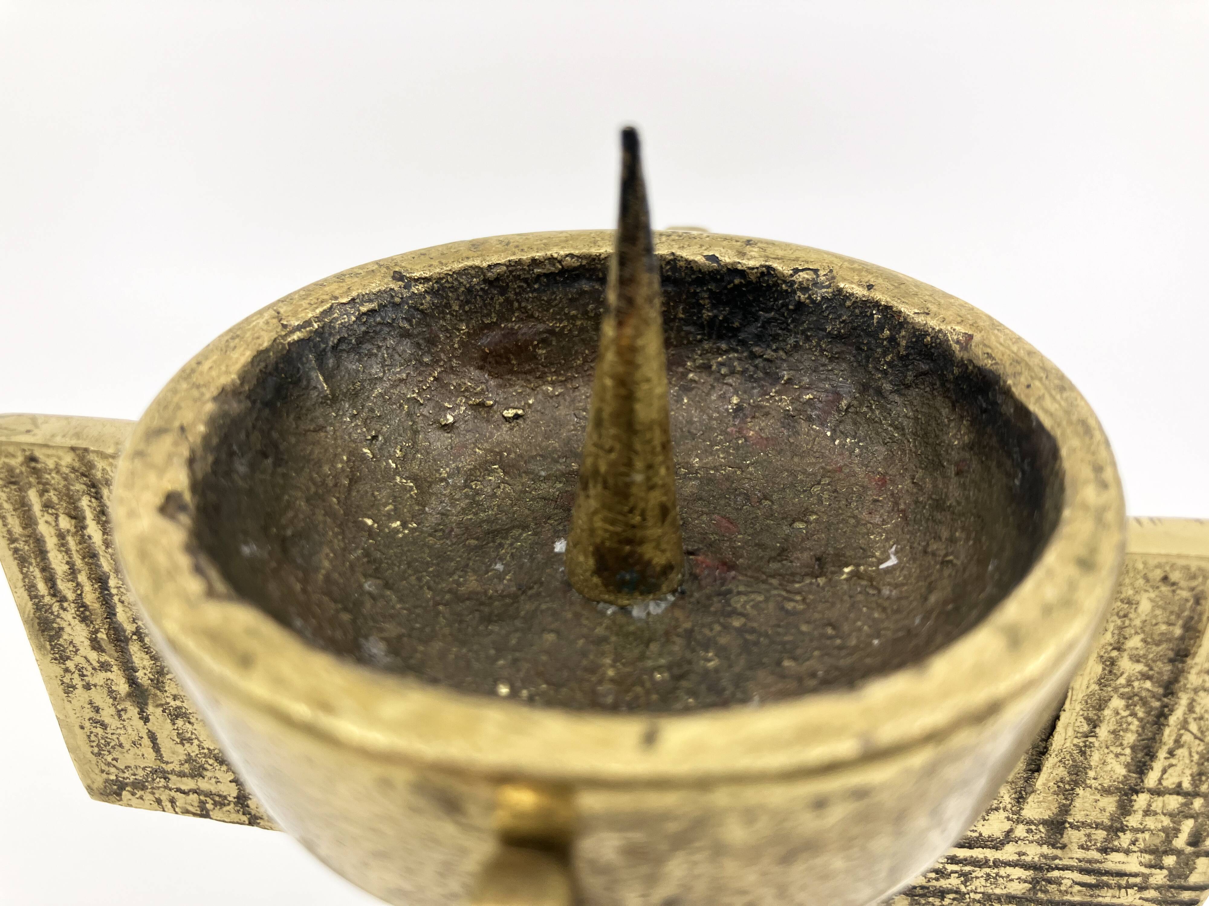 Brutalist candlestick • Austria • Brass • 1970