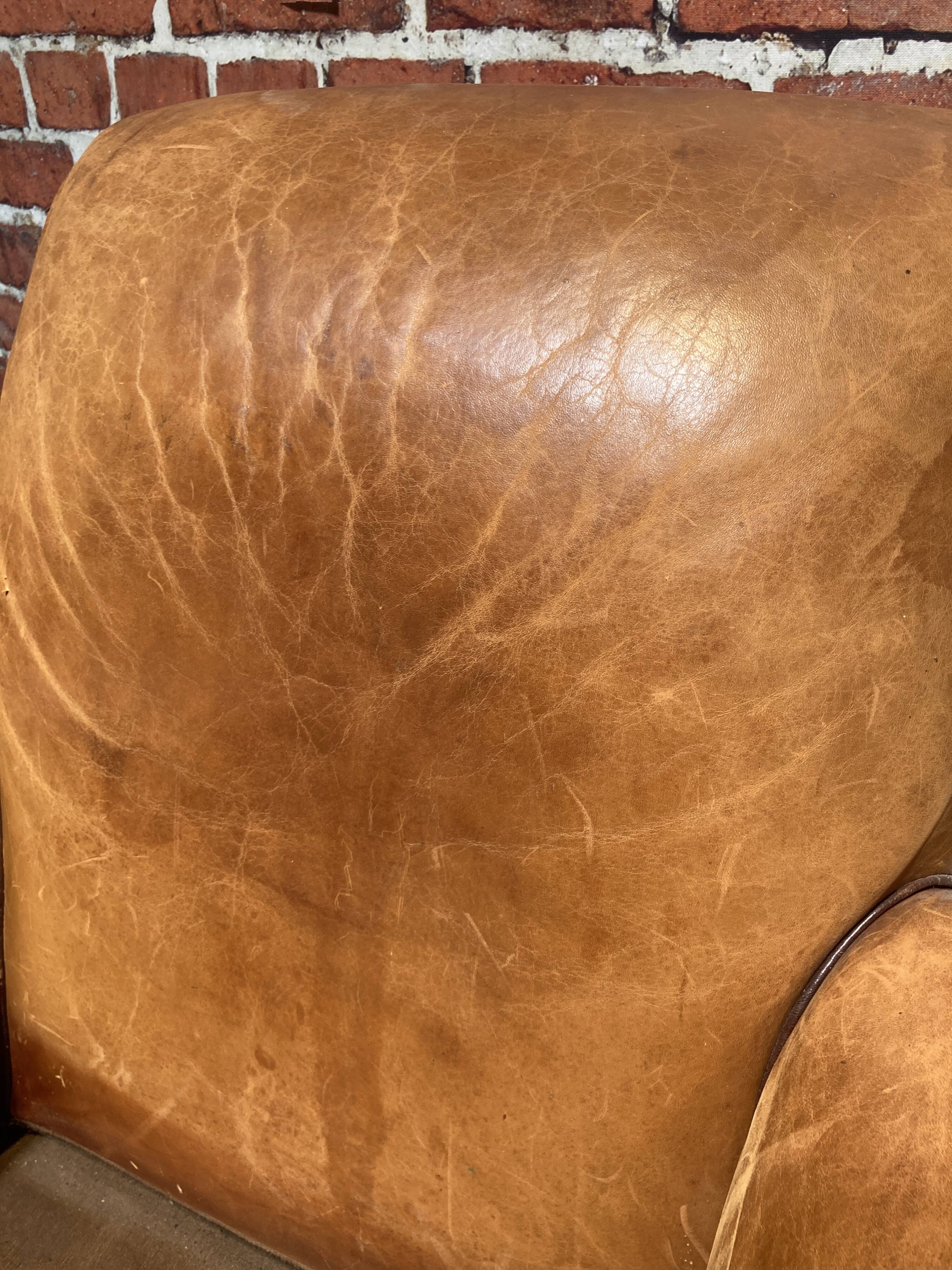 Brown leather armchair