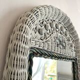Vintage woven rattan mirror