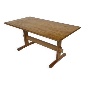 Vintage Scandinavian Pine wood shaker dining table design 70's