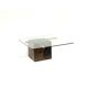 Italian design coffee table by Artedi with natural stone base and glass top