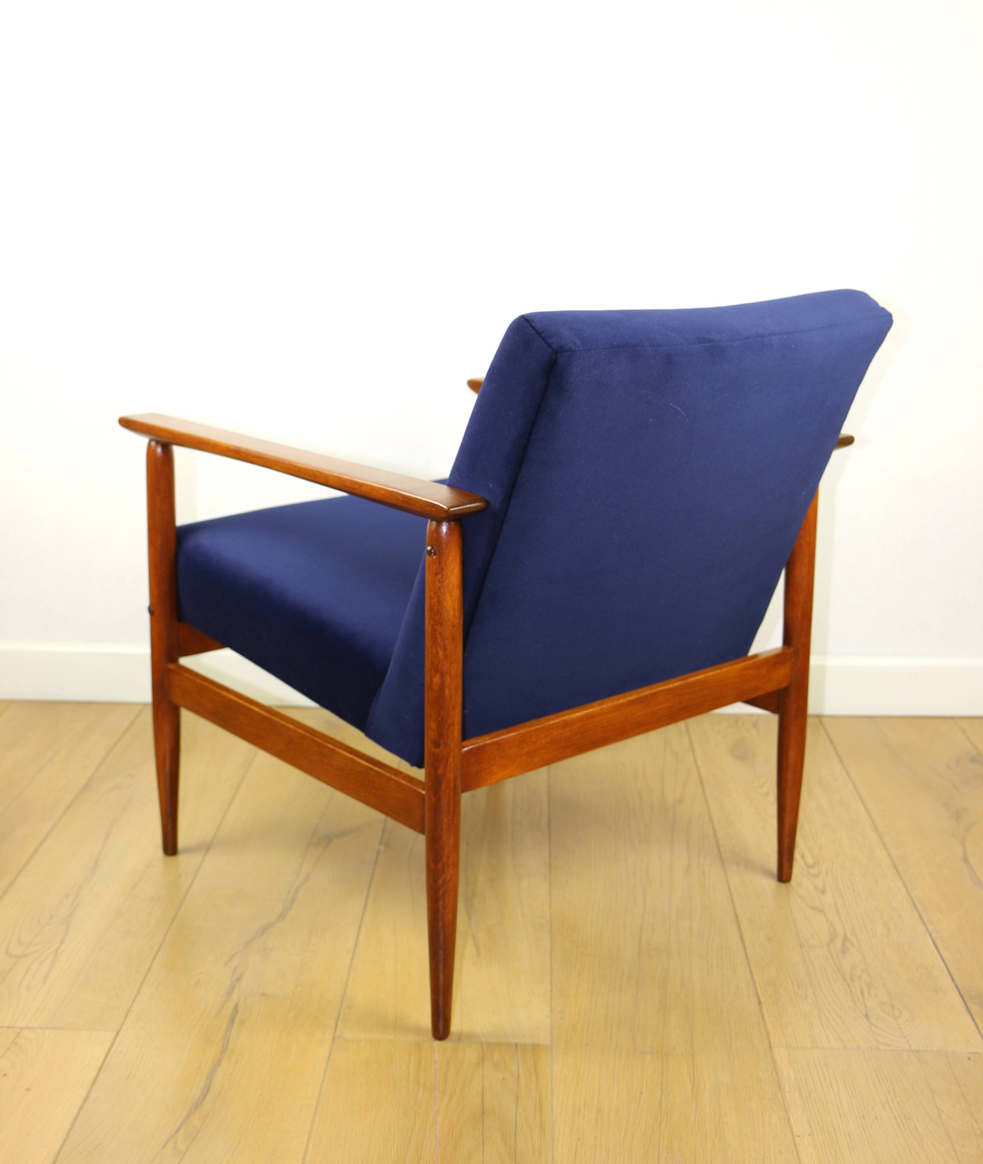 Vintage navy blue easy chair, 1970s