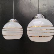 Pair of opaline pendant lights