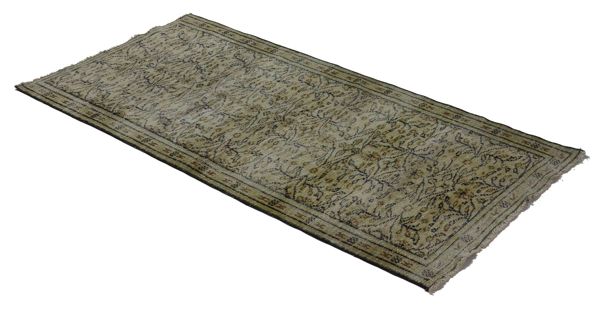 Turkish Anatolian Handmade Vintage Area Rug 197 cm x 95 cm