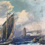 Table old fishing boats