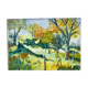 Painting oil on canvas landscape fields and vintage forest