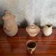 Lot ancien service thé café style vallauris céramique beige 9p vintage #b843